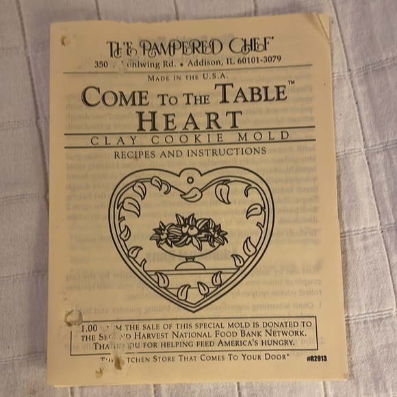 Pampered chef heart clay cookie mold come to the table recipes & instructions - Picture 4 of 7